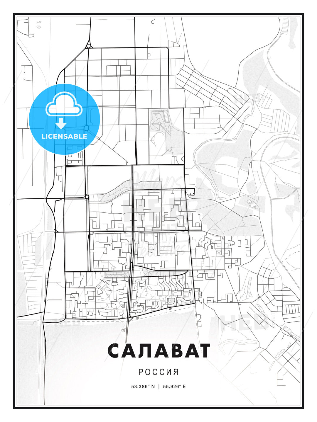 САЛАВАТ / Salavat, Russia, Modern Print Template in Various Formats - HEBSTREITS Sketches