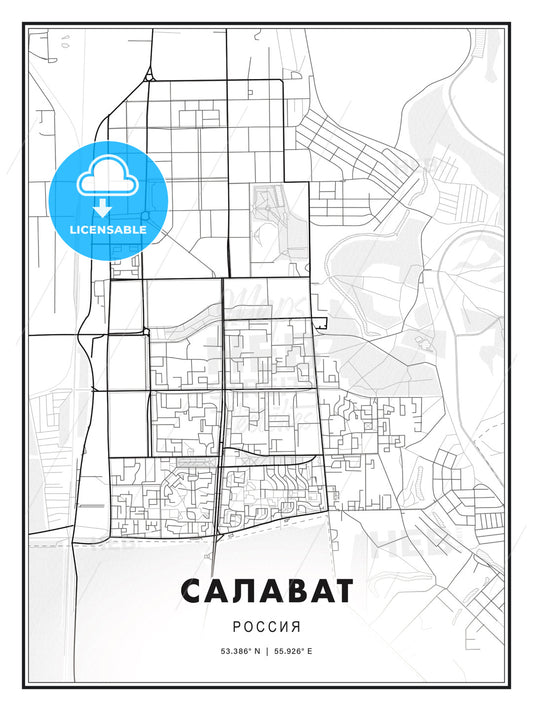 САЛАВАТ / Salavat, Russia, Modern Print Template in Various Formats - HEBSTREITS Sketches