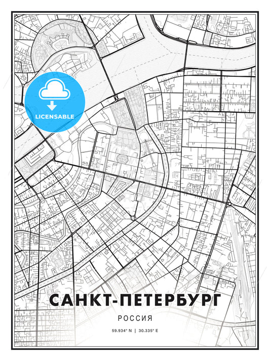 САНКТ-ПЕТЕРБУРГ / Saint Petersburg, Russia, Modern Print Template in Various Formats - HEBSTREITS Sketches