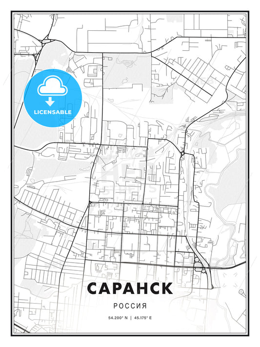 САРАНСК / Saransk, Russia, Modern Print Template in Various Formats - HEBSTREITS Sketches