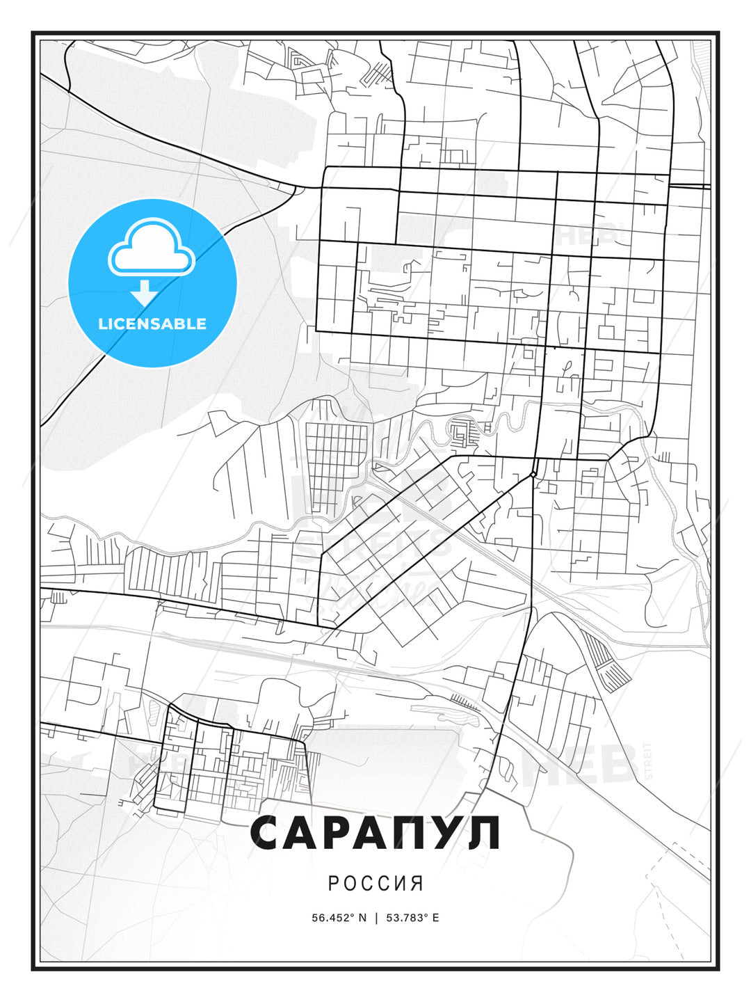САРАПУЛ / Sarapul, Russia, Modern Print Template in Various Formats - HEBSTREITS Sketches