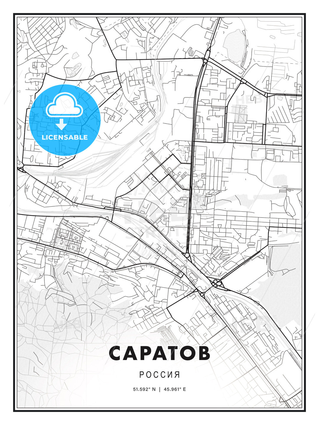 САРАТОВ / Saratov, Russia, Modern Print Template in Various Formats - HEBSTREITS Sketches