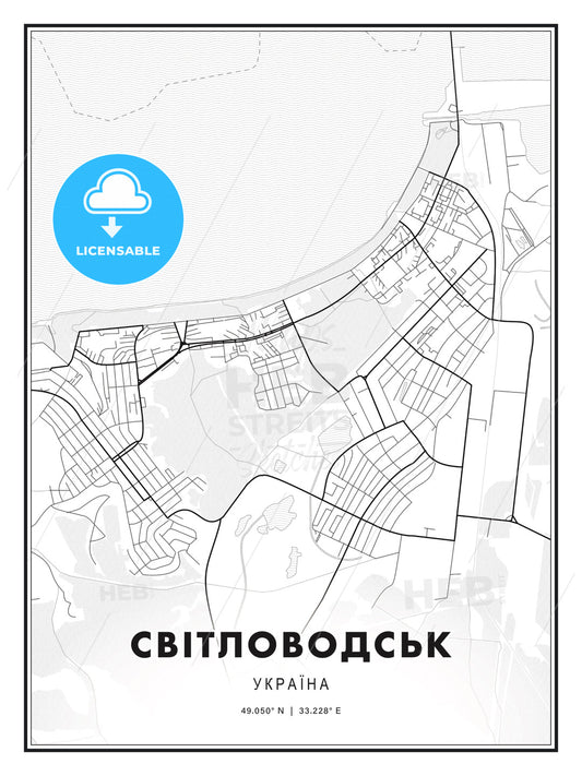 СВІТЛОВОДСЬК / Svitlovodsk, Ukraine, Modern Print Template in Various Formats - HEBSTREITS Sketches
