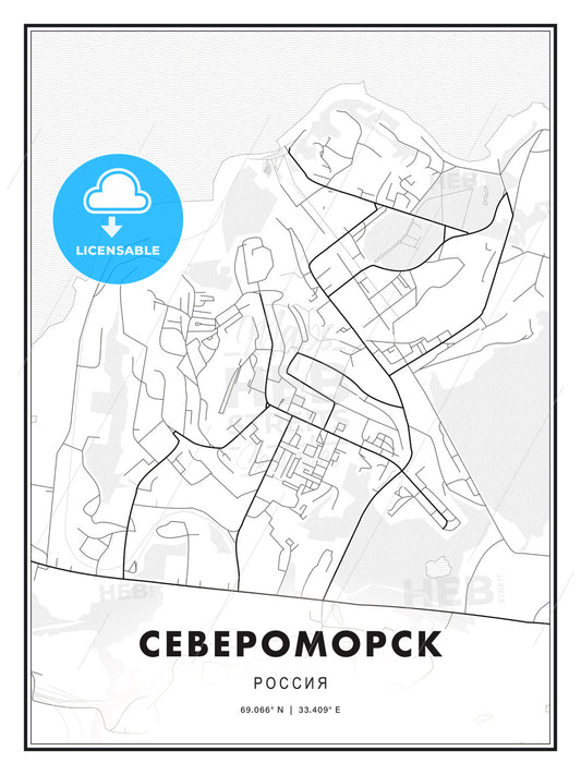 СЕВЕРОМОРСК / Severomorsk, Russia, Modern Print Template in Various Formats - HEBSTREITS Sketches