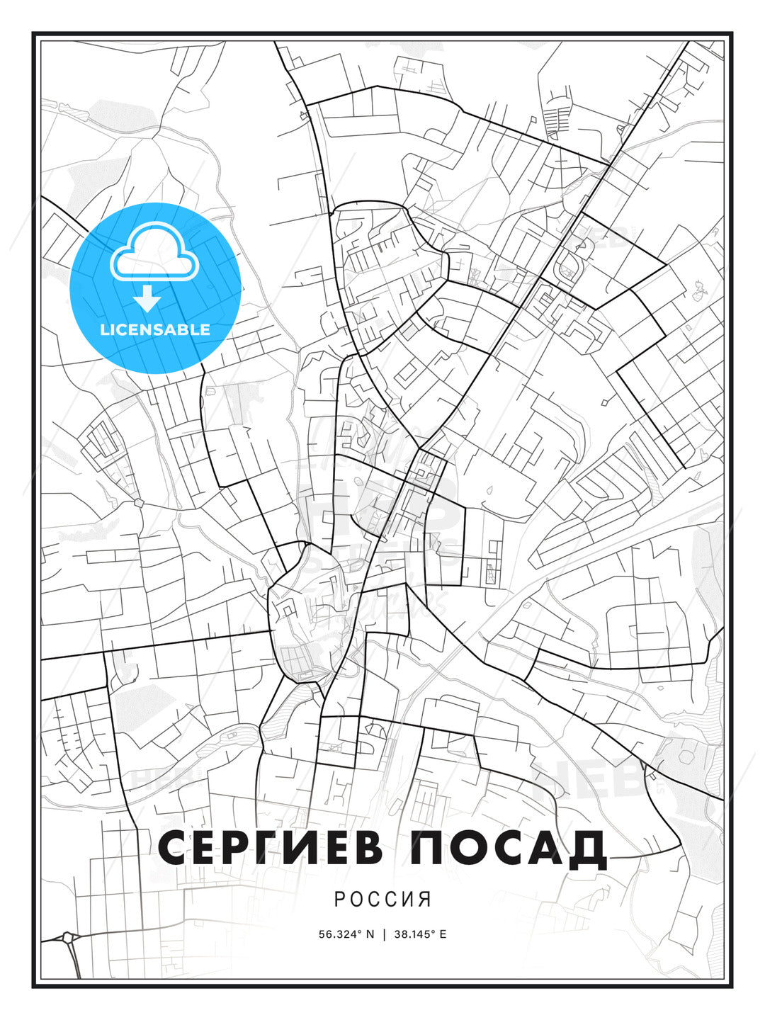 СЕРГИЕВ ПОСАД / Sergiyev Posad, Russia, Modern Print Template in Various Formats - HEBSTREITS Sketches