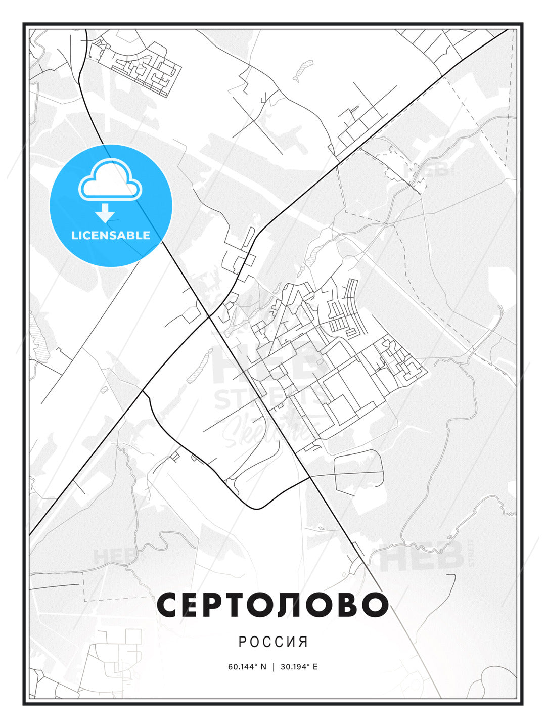 СЕРТОЛОВО / Sertolovo, Russia, Modern Print Template in Various Formats - HEBSTREITS Sketches