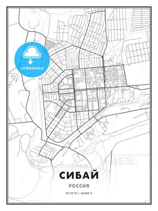 СИБАЙ / Sibay, Russia, Modern Print Template in Various Formats - HEBSTREITS Sketches