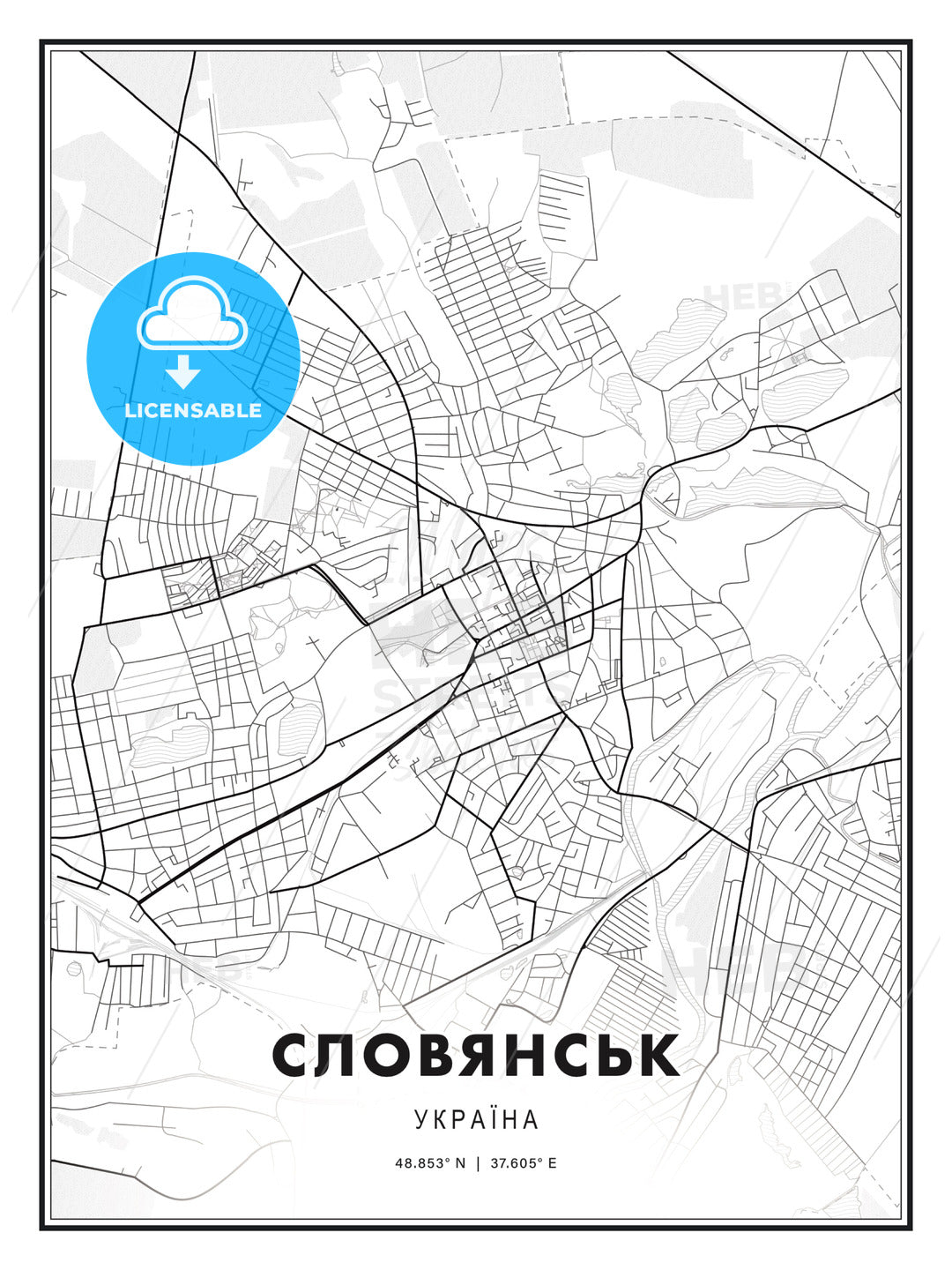 СЛОВЯНСЬК / Sloviansk, Ukraine, Modern Print Template in Various Formats - HEBSTREITS Sketches