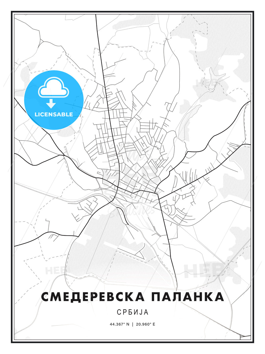 СМЕДЕРЕВСКА ПАЛАНКА / Smederevska Palanka, Serbia, Modern Print Template in Various Formats - HEBSTREITS Sketches