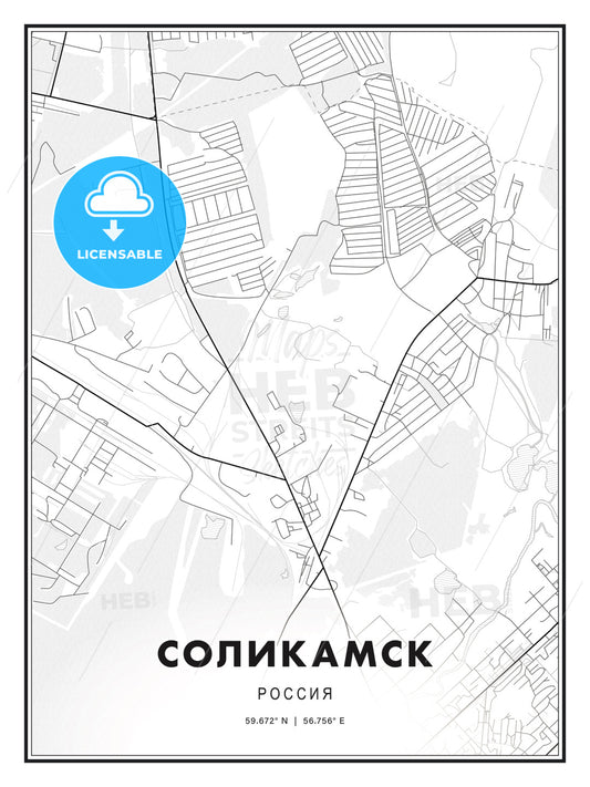 СОЛИКАМСК / Solikamsk, Russia, Modern Print Template in Various Formats - HEBSTREITS Sketches