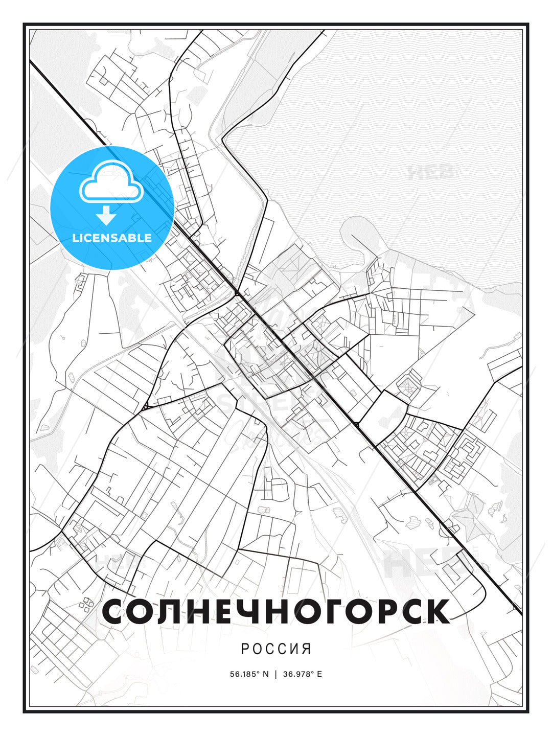 СОЛНЕЧНОГОРСК / Solnechnogorsk, Russia, Modern Print Template in Various Formats - HEBSTREITS Sketches