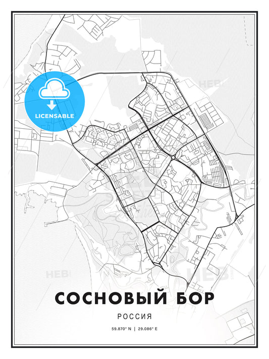 СОСНОВЫЙ БОР / Sosnovy Bor, Russia, Modern Print Template in Various Formats - HEBSTREITS Sketches