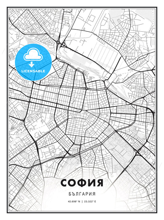 СОФИЯ / Sofia, Bulgaria, Modern Print Template in Various Formats - HEBSTREITS Sketches