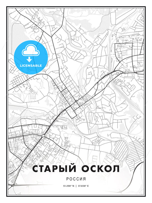 СТАРЫЙ ОСКОЛ / Stary Oskol, Russia, Modern Print Template in Various Formats - HEBSTREITS Sketches