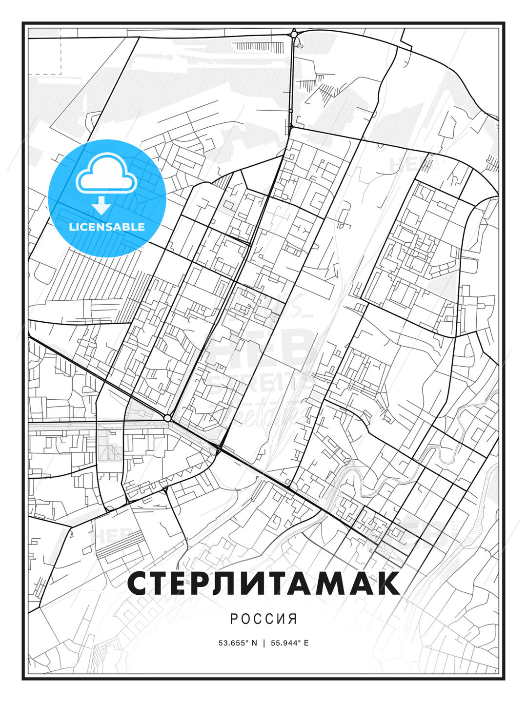 СТЕРЛИТАМАК / Sterlitamak, Russia, Modern Print Template in Various Formats - HEBSTREITS Sketches