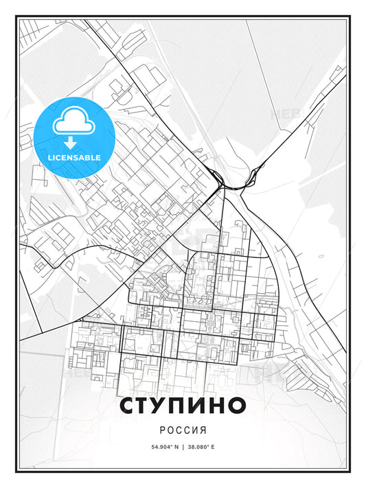 СТУПИНО / Stupino, Russia, Modern Print Template in Various Formats - HEBSTREITS Sketches