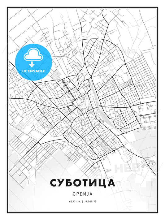 СУБОТИЦА / Subotica, Serbia, Modern Print Template in Various Formats - HEBSTREITS Sketches