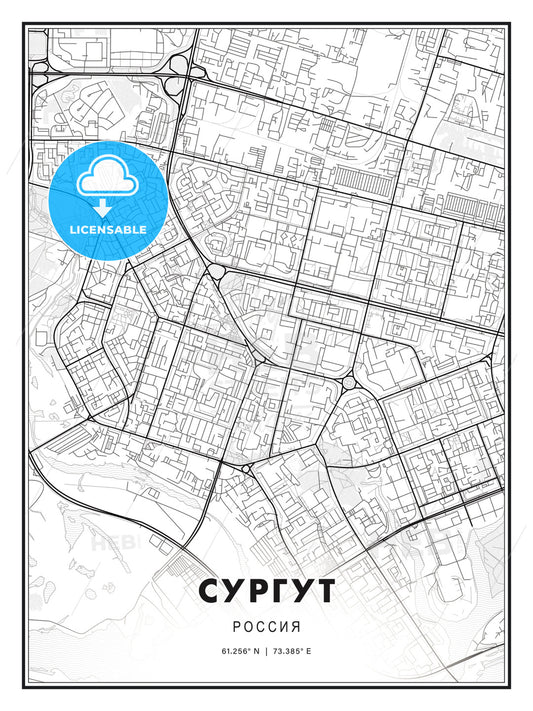 СУРГУТ / Surgut, Russia, Modern Print Template in Various Formats - HEBSTREITS Sketches