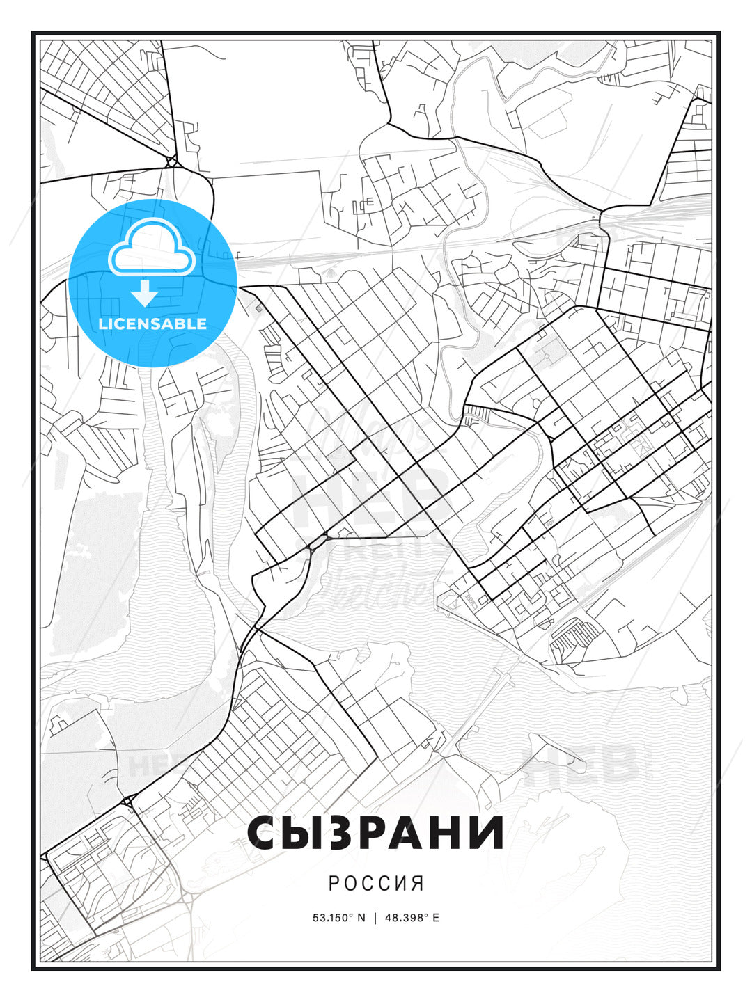 СЫЗРАНИ / Syzran, Russia, Modern Print Template in Various Formats - HEBSTREITS Sketches