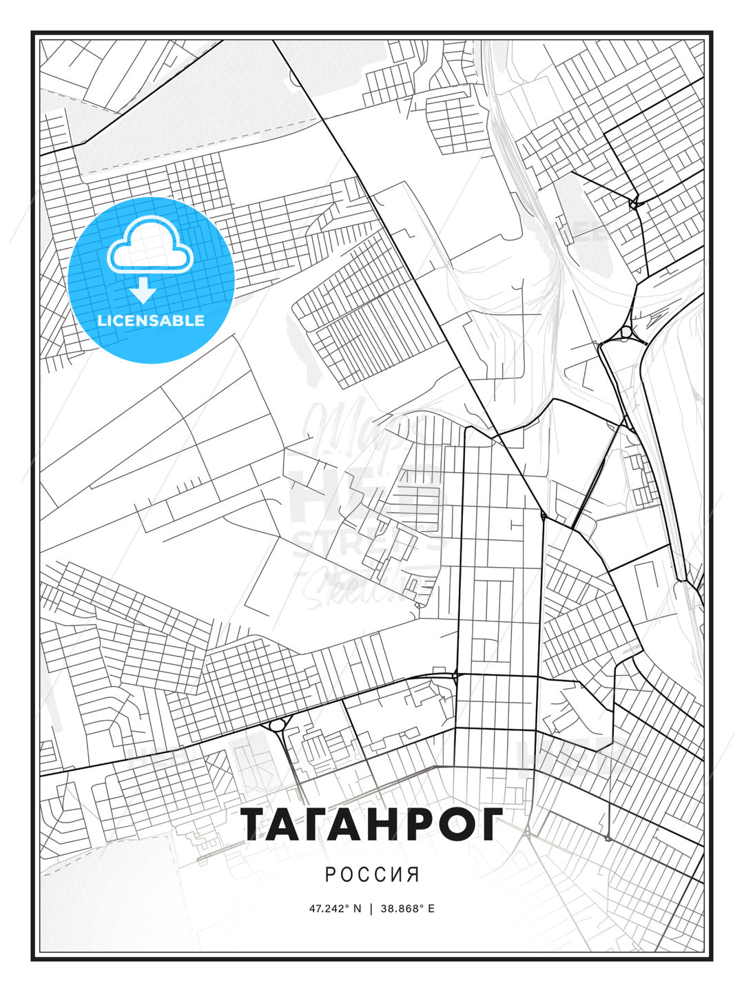 ТАГАНРОГ / Taganrog, Russia, Modern Print Template in Various Formats - HEBSTREITS Sketches