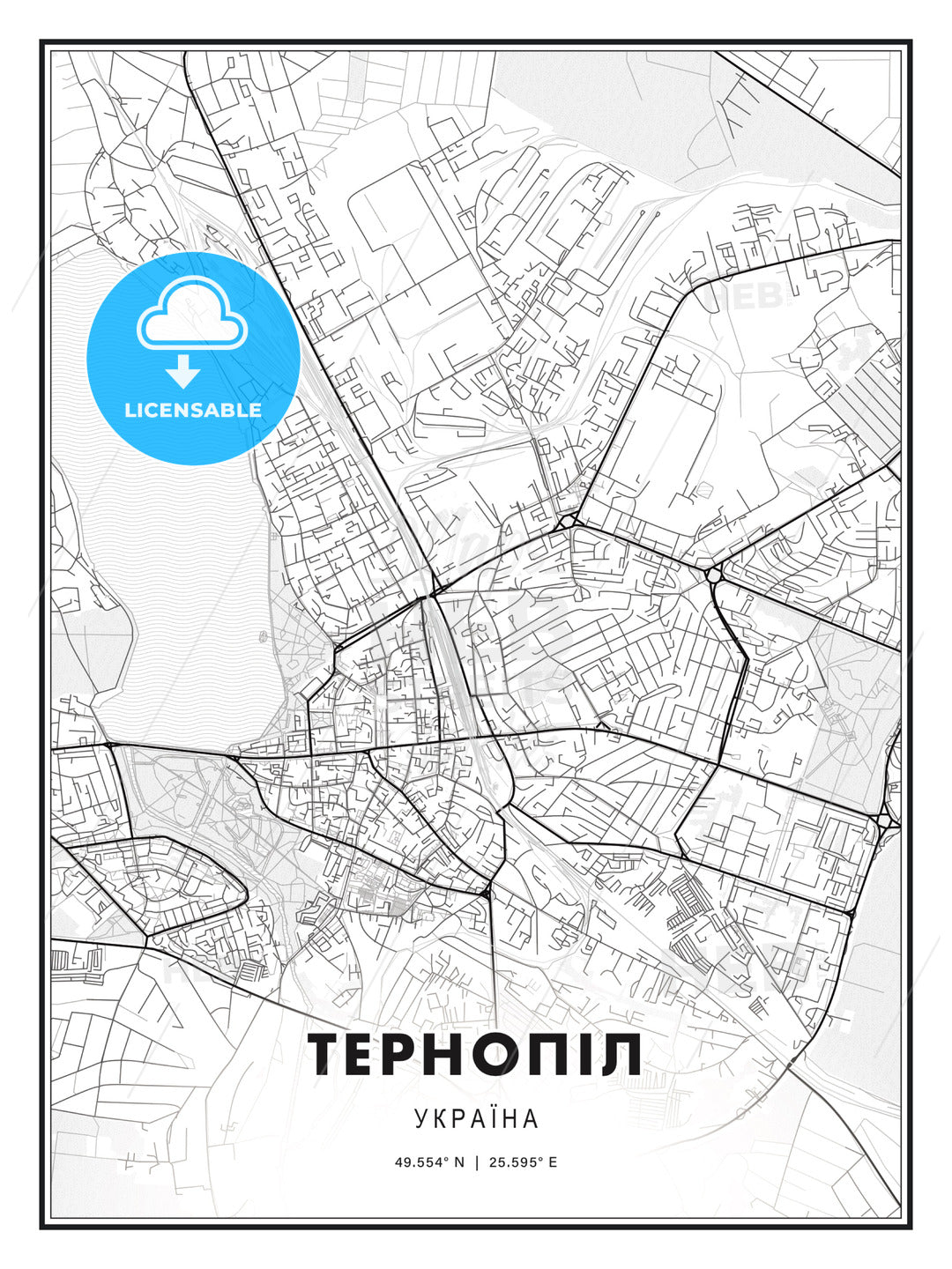 ТЕРНОПІЛ / Ternopil, Ukraine, Modern Print Template in Various Formats - HEBSTREITS Sketches