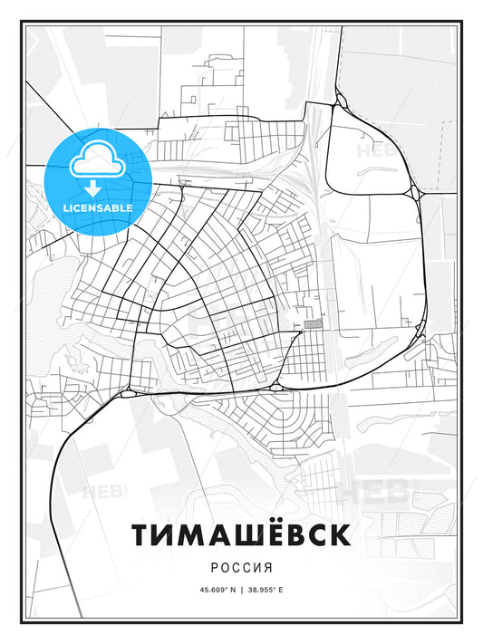 ТИМАШЁВСК / Timashyovsk, Russia, Modern Print Template in Various Formats - HEBSTREITS Sketches