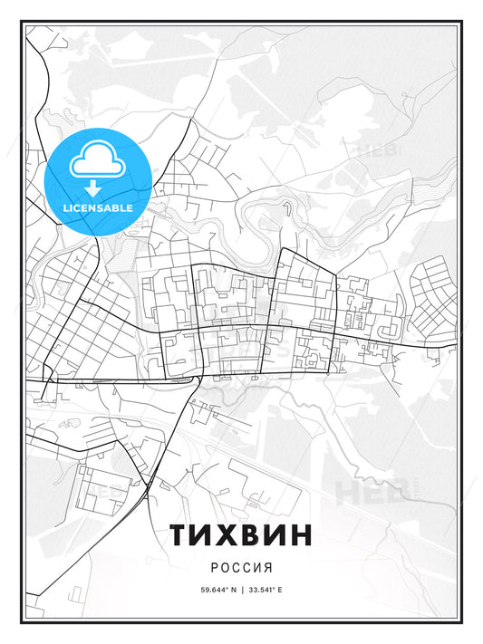 ТИХВИН / Tikhvin, Russia, Modern Print Template in Various Formats - HEBSTREITS Sketches