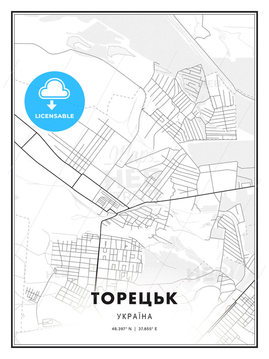 ТОРЕЦЬК / Toretsk, Ukraine, Modern Print Template in Various Formats - HEBSTREITS Sketches