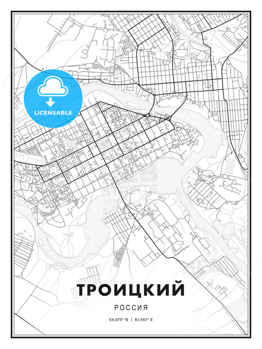 ТРОИЦКИЙ / Troitsk, Russia, Modern Print Template in Various Formats - HEBSTREITS Sketches