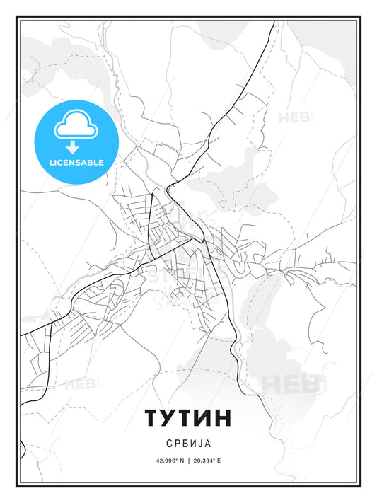 ТУТИН / Tutin, Serbia, Modern Print Template in Various Formats - HEBSTREITS Sketches