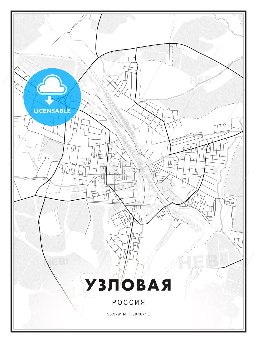 УЗЛОВАЯ / Uzlovaya, Russia, Modern Print Template in Various Formats - HEBSTREITS Sketches