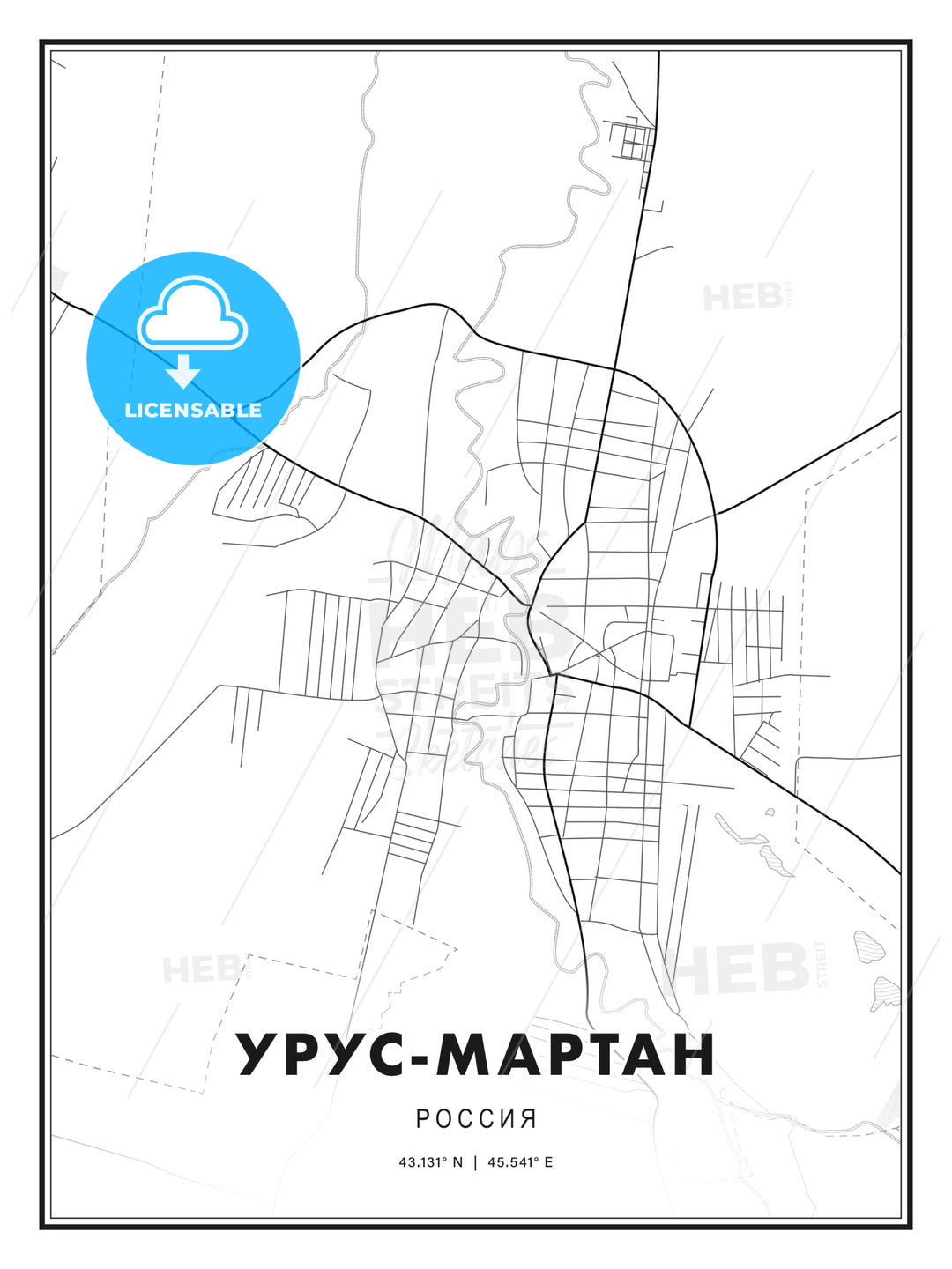 УРУС-МАРТАН / Urus-Martan, Russia, Modern Print Template in Various Formats - HEBSTREITS Sketches