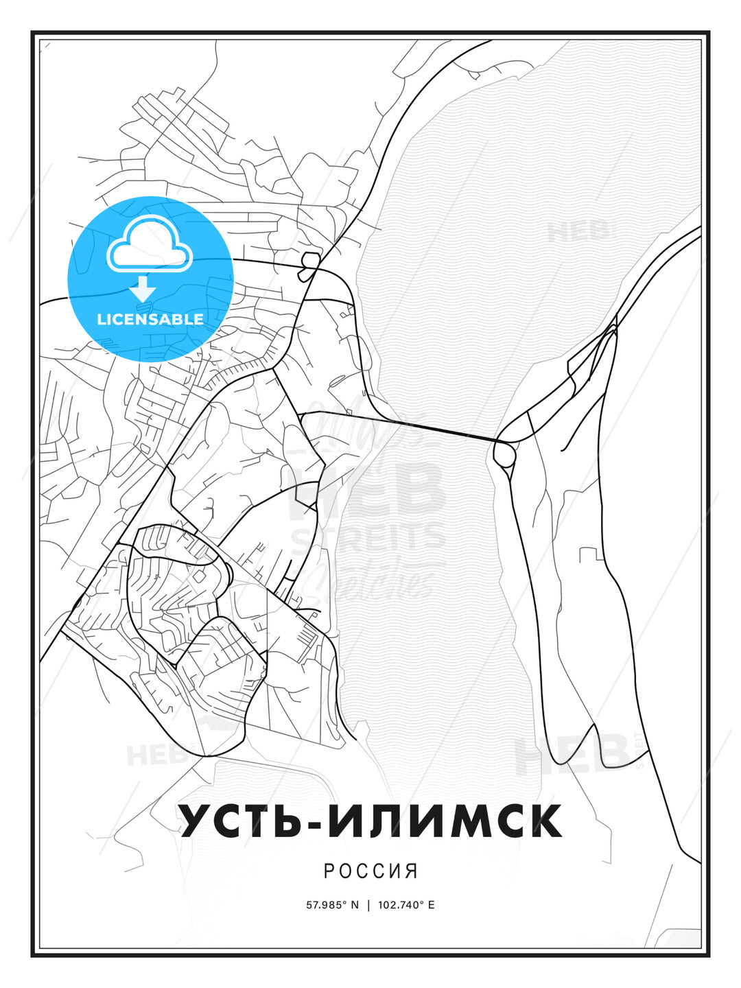 УСТЬ-ИЛИМСК / Ust-Ilimsk, Russia, Modern Print Template in Various Formats - HEBSTREITS Sketches