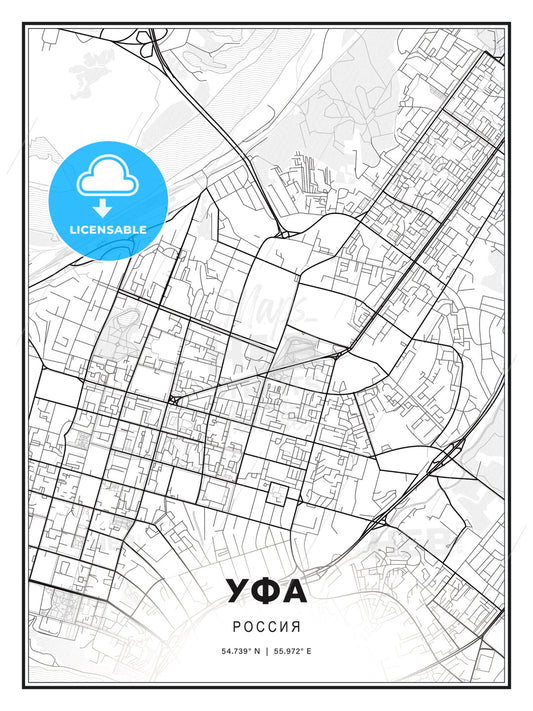УФА / Ufa, Russia, Modern Print Template in Various Formats - HEBSTREITS Sketches