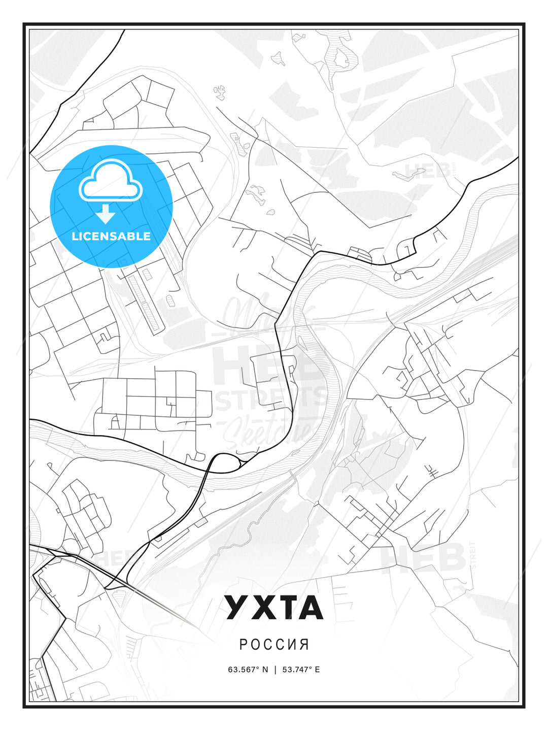 УХТА / Ukhta, Russia, Modern Print Template in Various Formats - HEBSTREITS Sketches