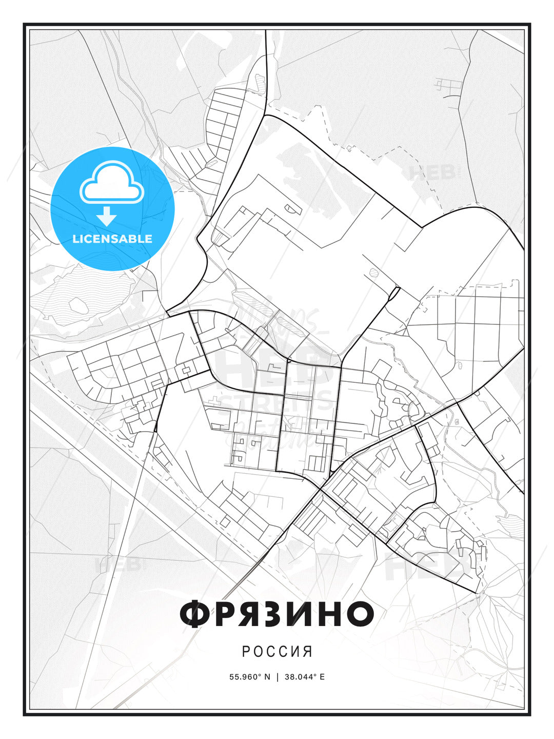 ФРЯЗИНО / Fryazino, Russia, Modern Print Template in Various Formats - HEBSTREITS Sketches