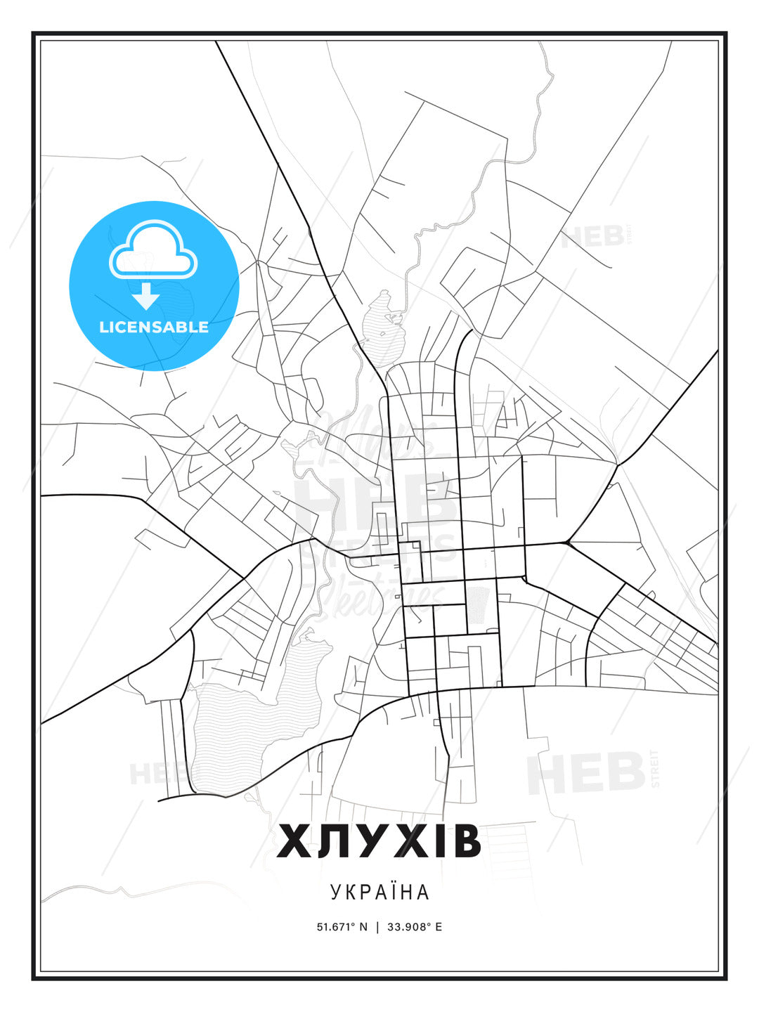 ХЛУХІВ / Hlukhiv, Ukraine, Modern Print Template in Various Formats - HEBSTREITS Sketches
