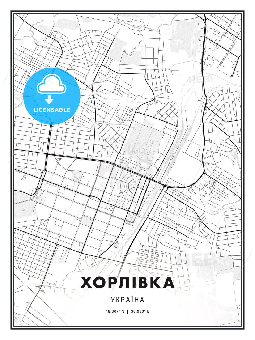 ХОРЛІВКА / Horlivka, Ukraine, Modern Print Template in Various Formats - HEBSTREITS Sketches