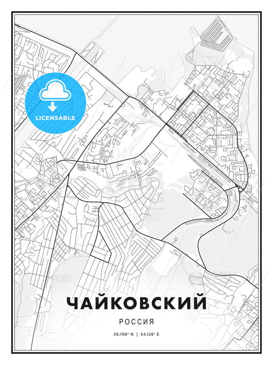 ЧАЙКОВСКИЙ / Chaykovsky, Russia, Modern Print Template in Various Formats - HEBSTREITS Sketches