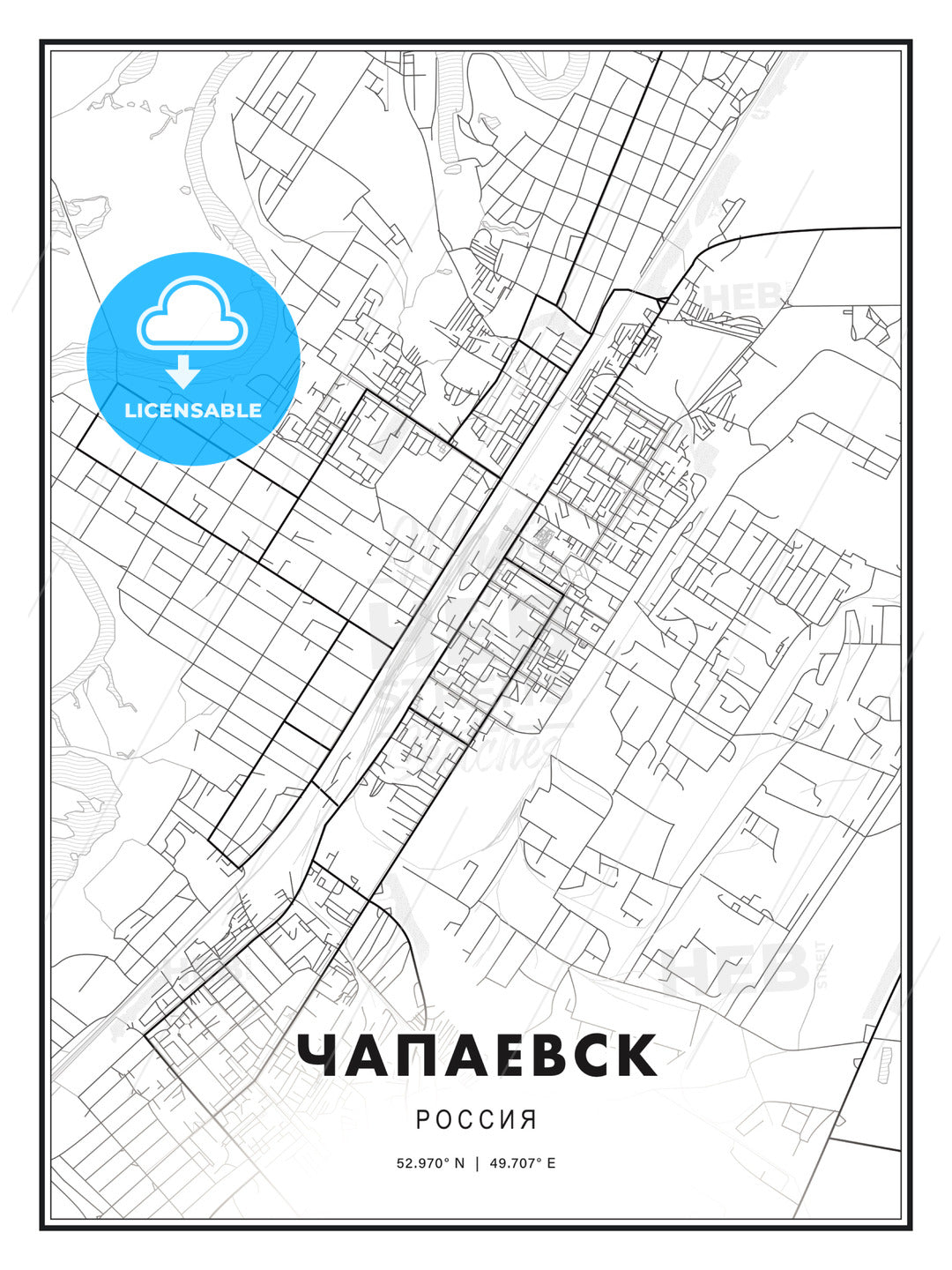 ЧАПАЕВСК / Chapayevsk, Russia, Modern Print Template in Various Formats - HEBSTREITS Sketches