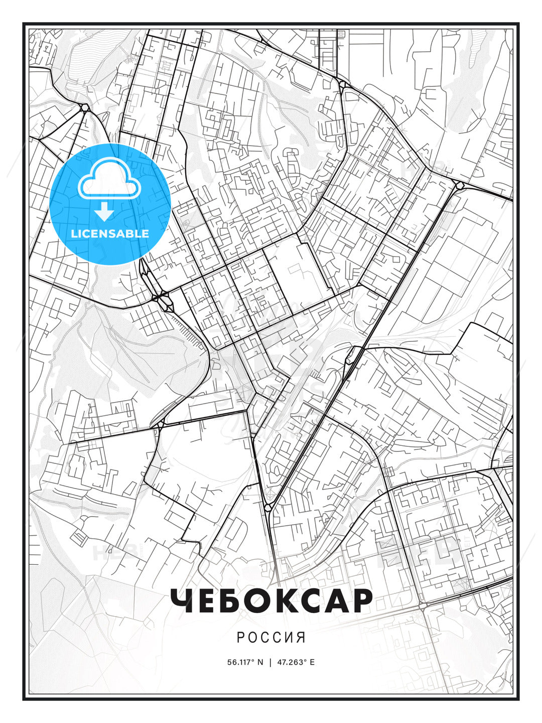 ЧЕБОКСАР / Cheboksary, Russia, Modern Print Template in Various Formats - HEBSTREITS Sketches