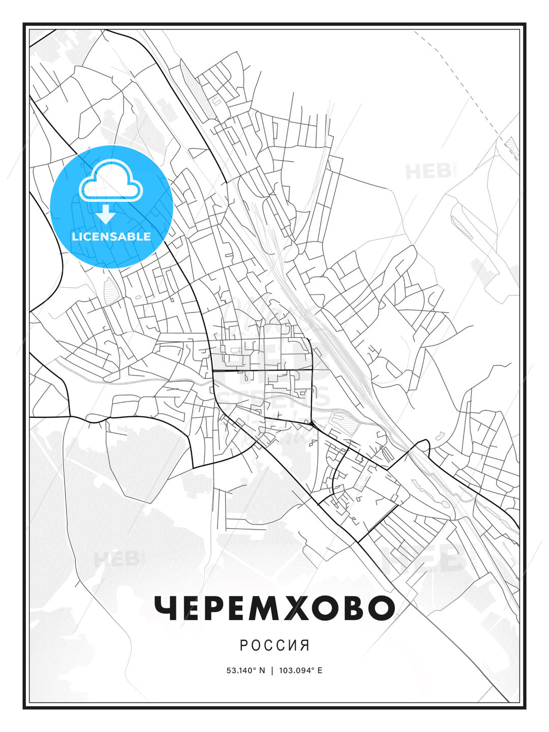 ЧЕРЕМХОВО / Cheremkhovo, Russia, Modern Print Template in Various Formats - HEBSTREITS Sketches