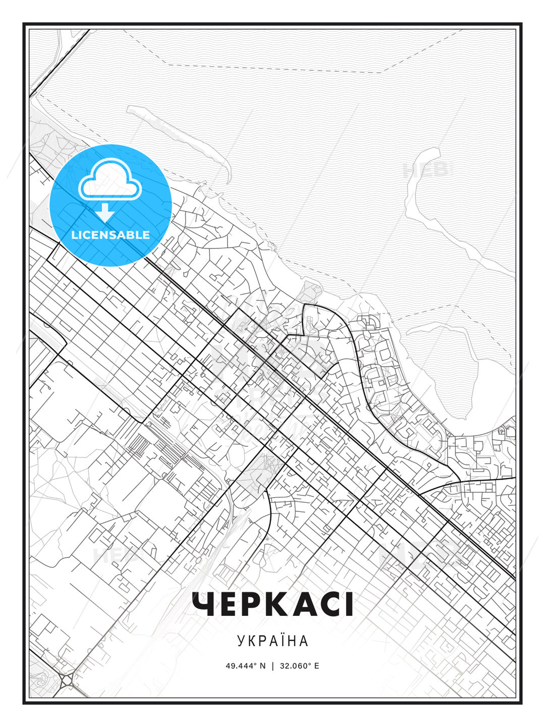 ЧЕРКАСІ / Cherkasy, Ukraine, Modern Print Template in Various Formats - HEBSTREITS Sketches