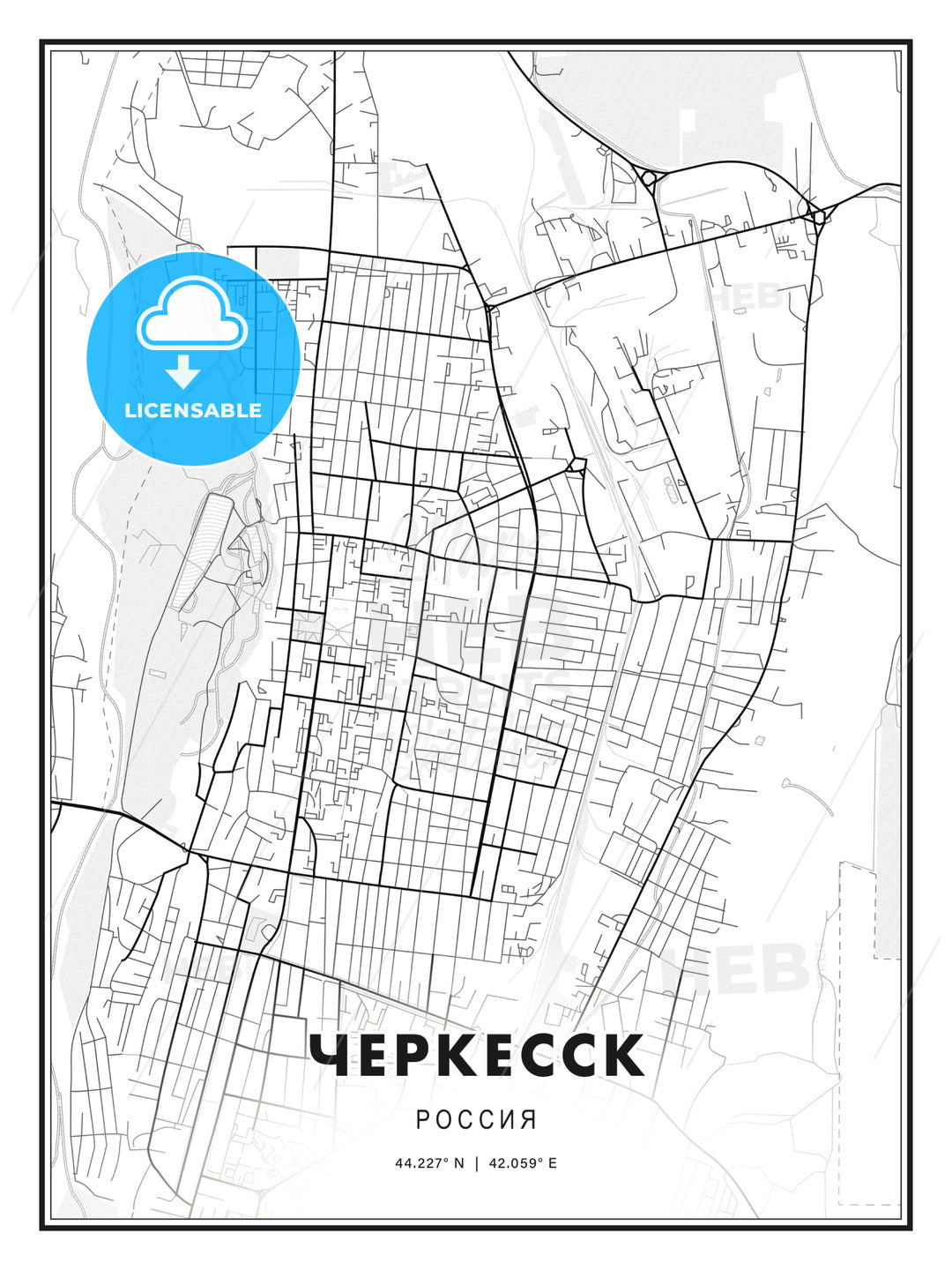 ЧЕРКЕССК / Cherkessk, Russia, Modern Print Template in Various Formats - HEBSTREITS Sketches