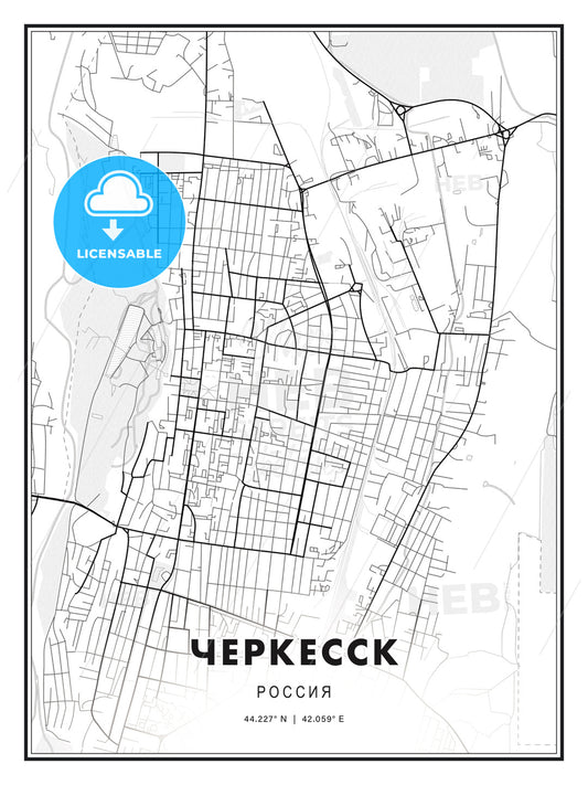 ЧЕРКЕССК / Cherkessk, Russia, Modern Print Template in Various Formats - HEBSTREITS Sketches