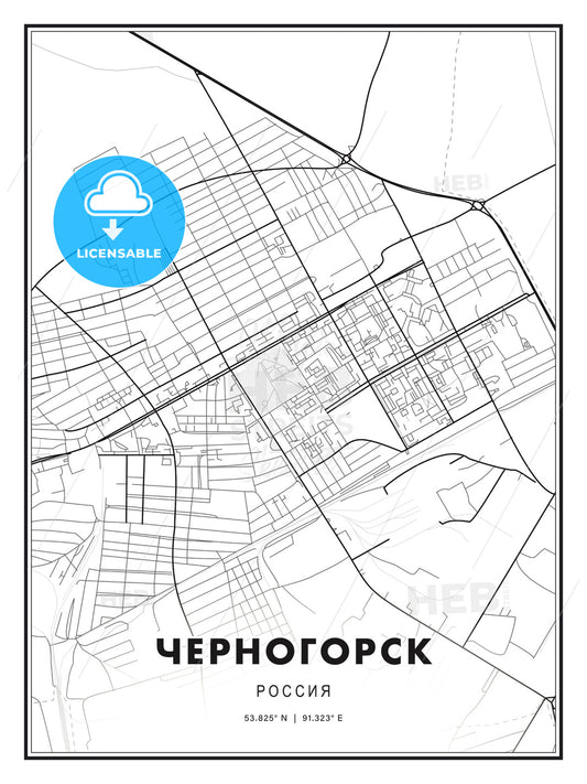 ЧЕРНОГОРСК / Chernogorsk, Russia, Modern Print Template in Various Formats - HEBSTREITS Sketches