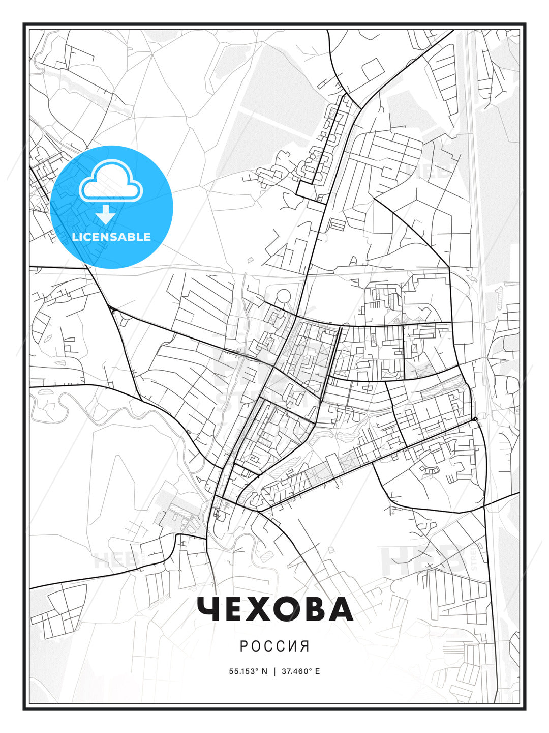 ЧЕХОВА / Chekhov, Russia, Modern Print Template in Various Formats - HEBSTREITS Sketches