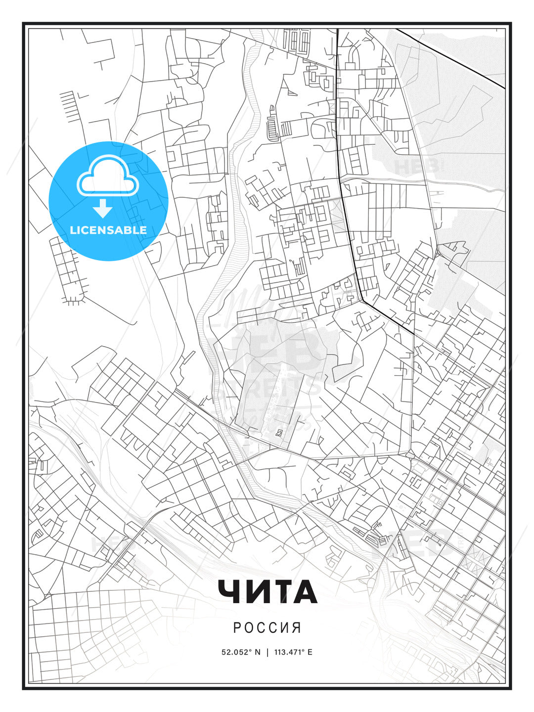 ЧИТА / Chita, Russia, Modern Print Template in Various Formats - HEBSTREITS Sketches