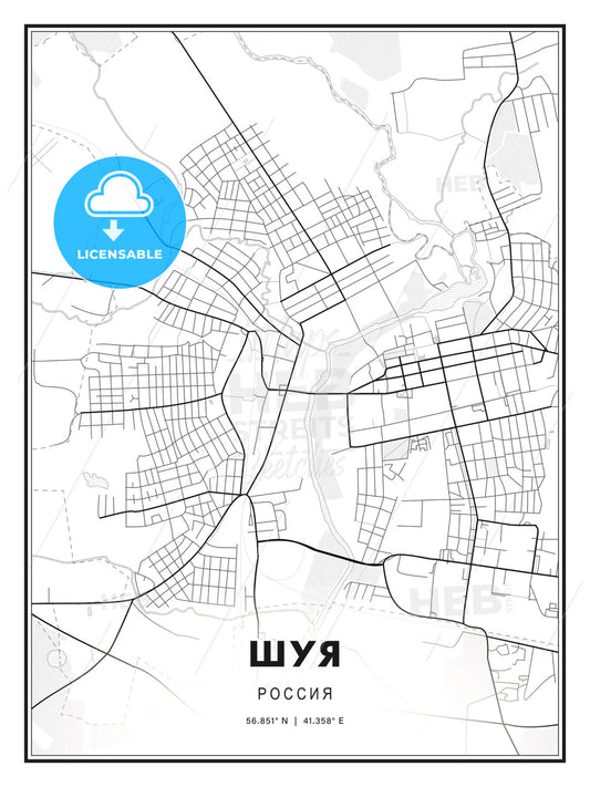 ШУЯ / Shuya, Russia, Modern Print Template in Various Formats - HEBSTREITS Sketches