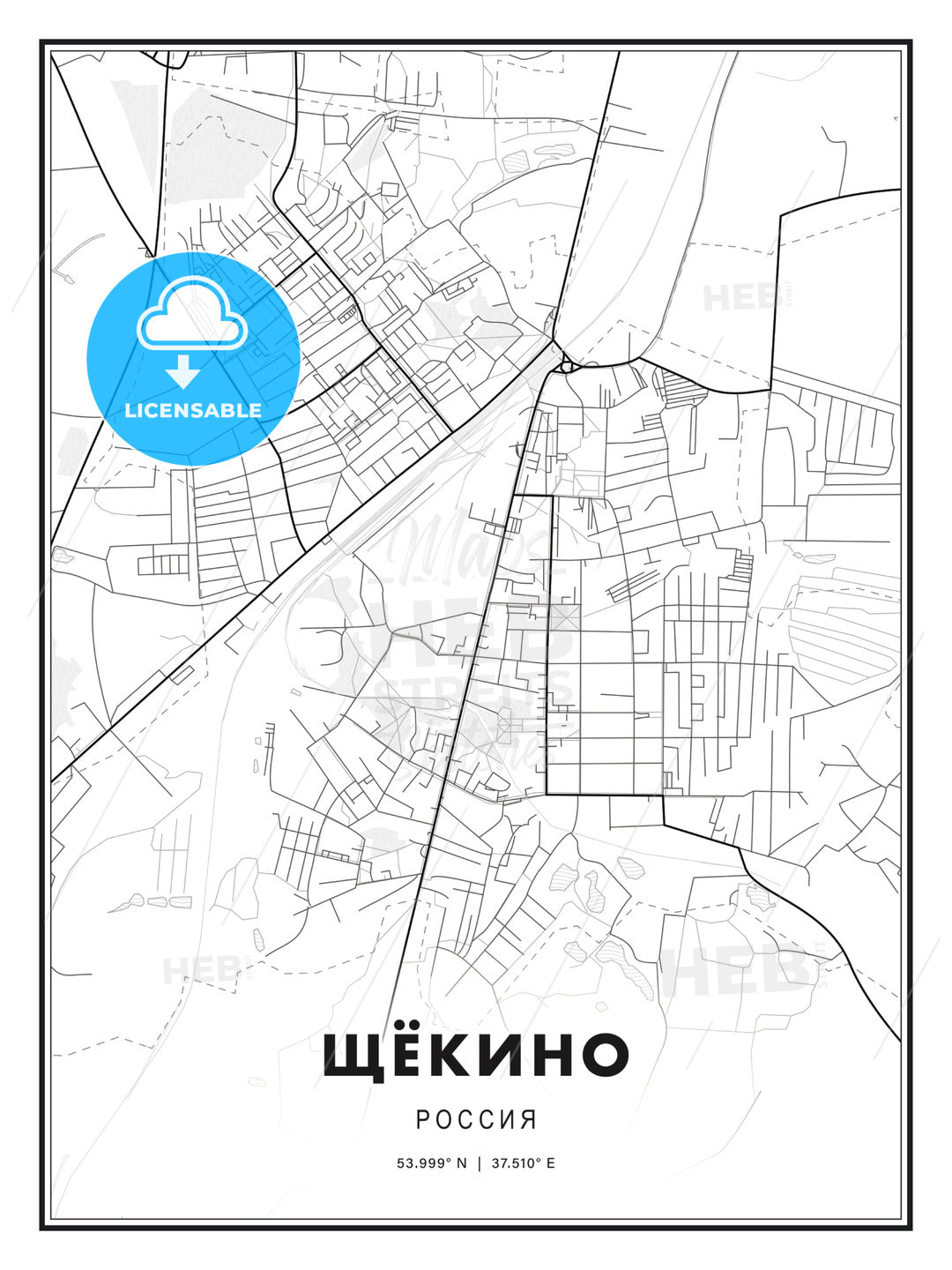 ЩЁКИНО / Shchyokino, Russia, Modern Print Template in Various Formats - HEBSTREITS Sketches